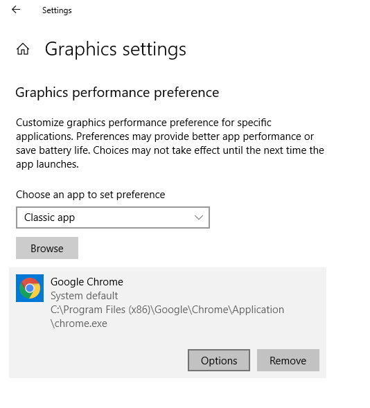 Chrome Grafik Seçenekleri
